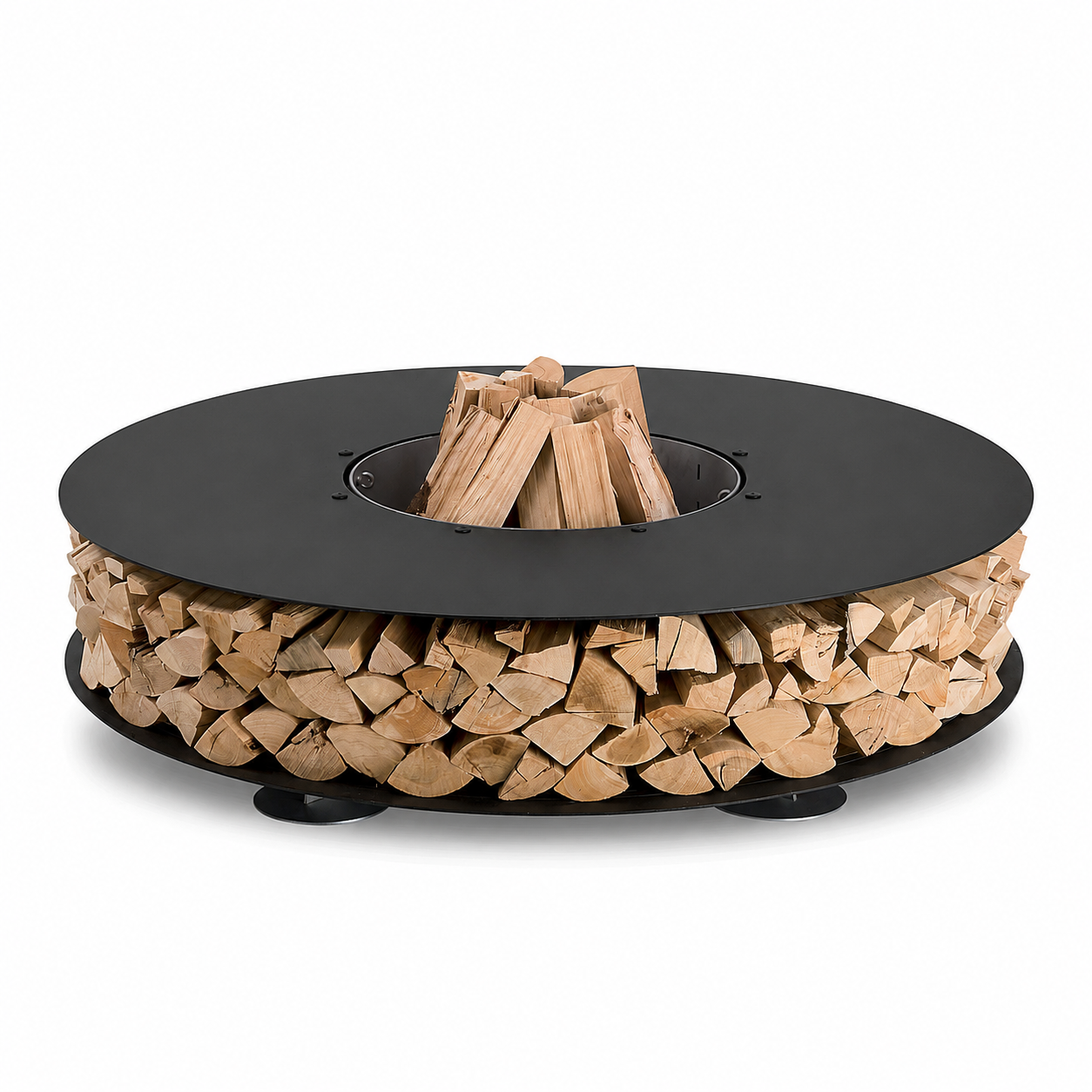 Studio image of AK47 Zero fire pit in black powder coated galvanised steel