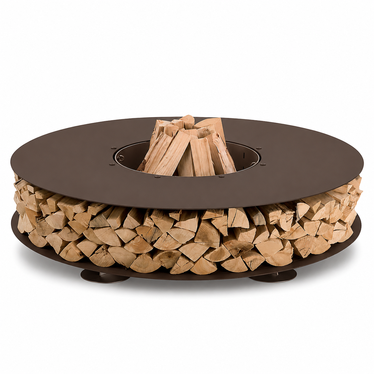 Studio image of AK47 Zero fire pit in Vintage Brown powder coated steel