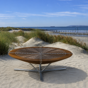 Image of AK47 Discolo fire pit and stand in the dunes