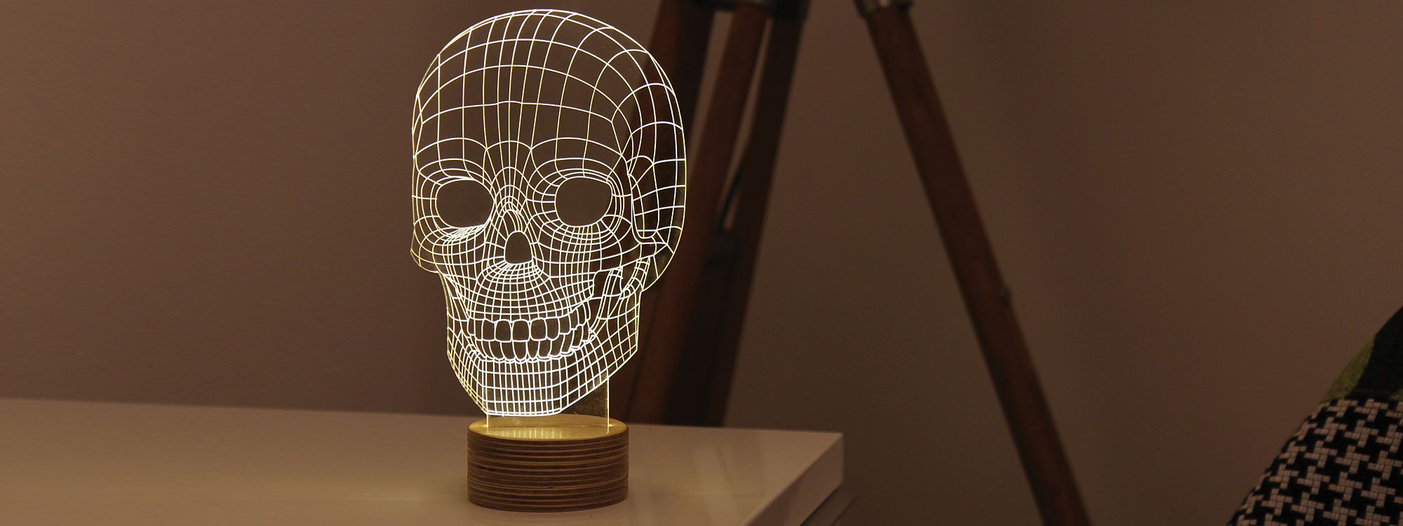 Image of Skull 3 dimenionsal illuminated Skull sculpture by Studio Cheha