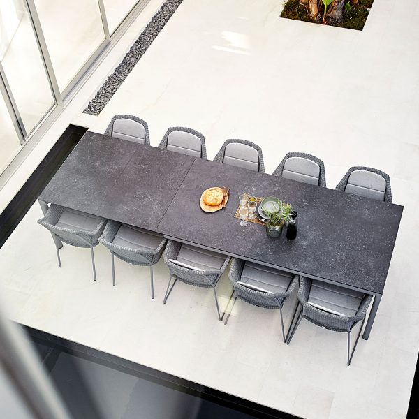 Image of aerial view of light-grey Breeze garden chairs and Pure extending ceramic table by Cane-line
