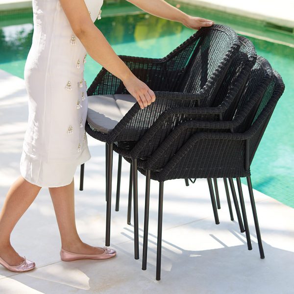 Breeze modern outdoor dining chair is a designer garden chair in high quality garden furniture materials by Cane-line luxury garden furniture