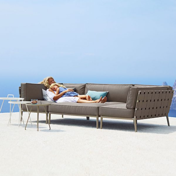 Conic modern outdoor sofa is a range of designer garden lounge furniture in all-weather sofa materials by Cane-line luxury exterior furniture