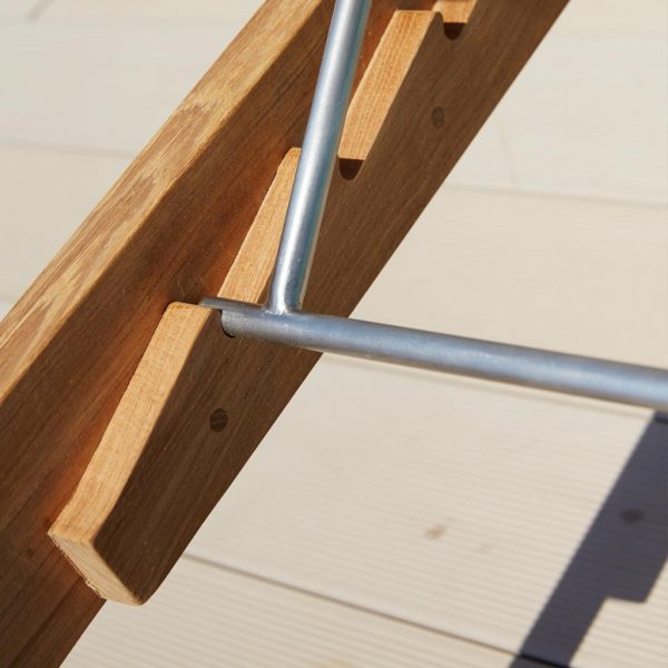 Image of detail of Amaze sun lounger's stainless steel back ratchet by Cane-line