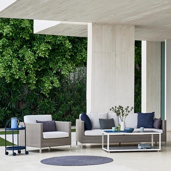 Connect rattan garden sofa is a modular outdoor sofa in low maintenance garden furniture materials by Caneline furniture company.