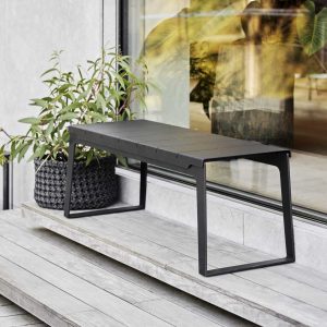 Copenhagen garden bench is a modern outdoor bench in Lava Grey, made in high quality garden furniture materials by Cane-line garden furniture