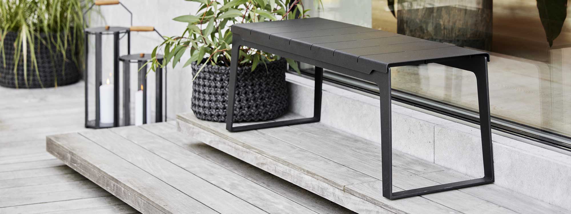 Image of Copenhagen aluminum garden bench in Lava-Grey by Cane-line outdoor furniture