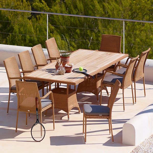 Newman rattan garden chair is a woven outdoor chair in high quality outdoor furniture materials by Caneline whicker garden furniture co.