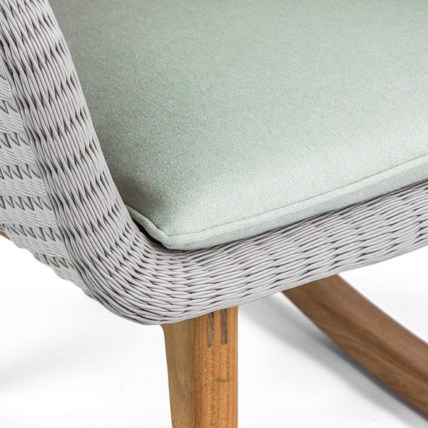 Shell Teak modern garden rocking chair & designer outdoor rocker in weather-proof furniture materials by FueraDentro modern garden furniture