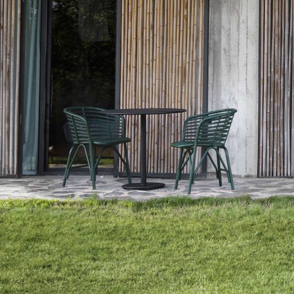 Blend all-weather dining chair is a modern garden carver chair in high quality garden furniture materials by Cane-line luxury outdoor furniture