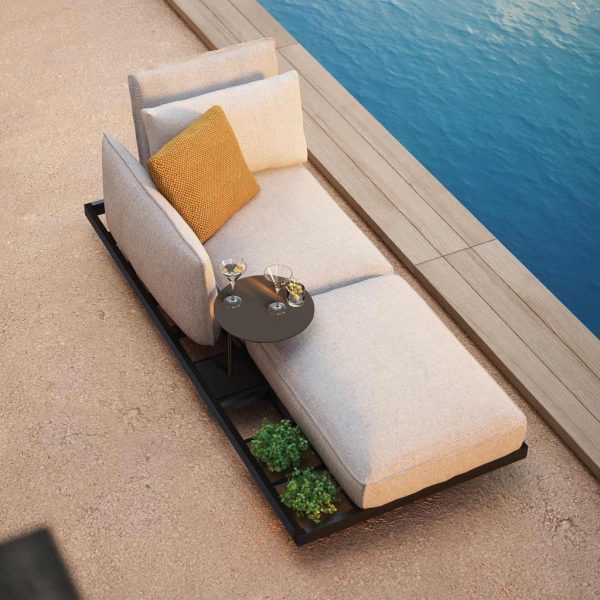 Mozaix Aluminium outdoor lounge set by Royal Botania can be configured to create a chaise longue, outdoor corner sofas and individual garden sofas.