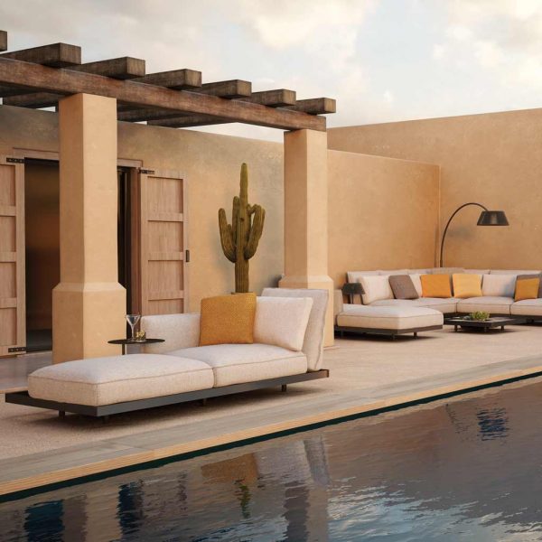 Mozaix Alu modern garden sofa is a luxury outdoor lounge set in high quality garden furniture materials by Royal Botania garden furniture