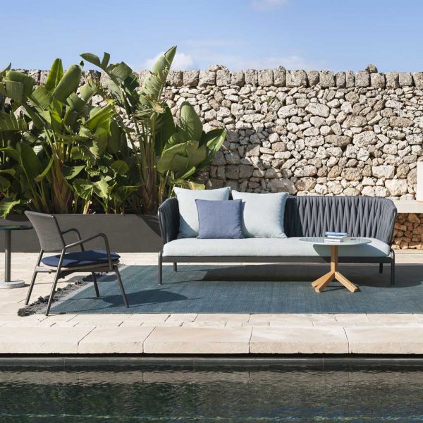 Image of RODA Spool 3 seater garden sofa and Piper lounge chair