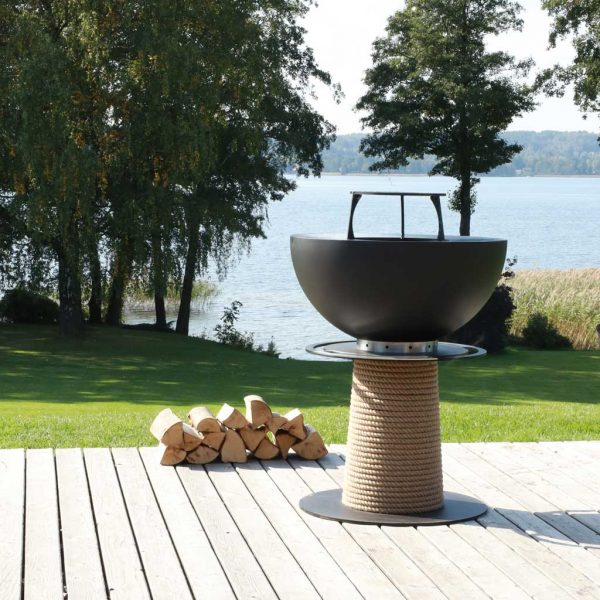 Black Stainless Steel Lighthouse GARDEN FIREPLACE & GRILL Is A MODERN BBQ In HIGH QUALITY Barbecue Materials By Masuria LUXURY OUTDOOR GRILL Company, Poland.