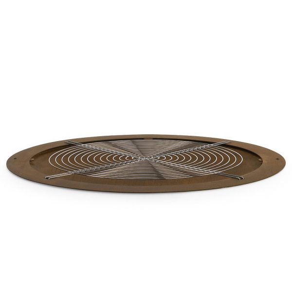 Studio image of AK47 Hole recessed fire pit with stainless steel grill
