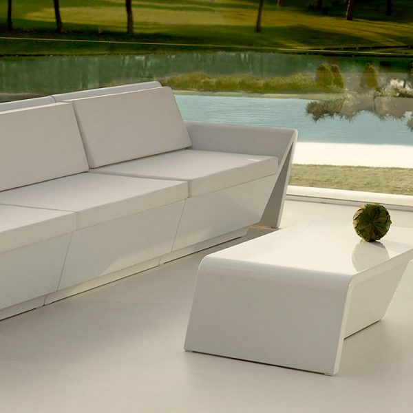 Poolside Shot Of REST Modern MODULAR Garden SOFA, ALL WEATHER Sofa Designed By A-cero - Spain. REST CONTEMPORARY Outdoor Sofas Are Made In HIGH QUALITY Outdoor Sofa Materials And Are Supplied By Vondom LUXURY Exterior Furniture Co.