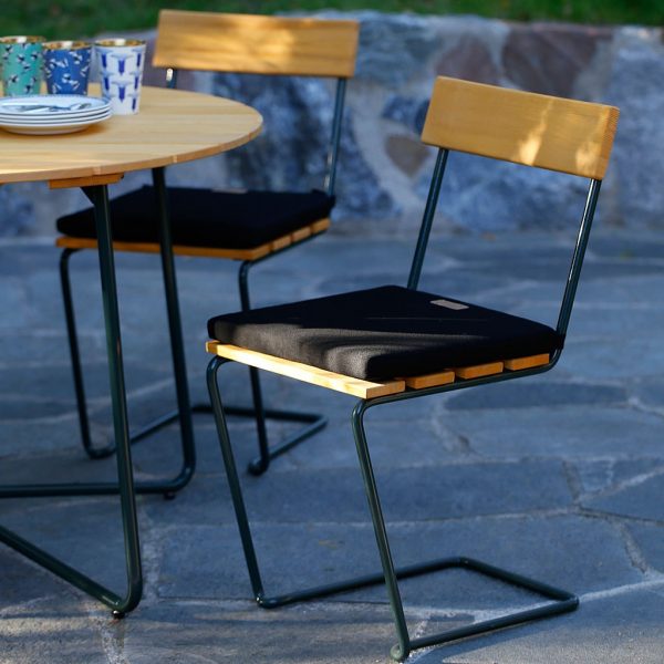 Chair 1 garden dining chair is a vintage outdoor chair in galvanised steel furniture materials by Grythyttan Stålmobler Swedish furniture.