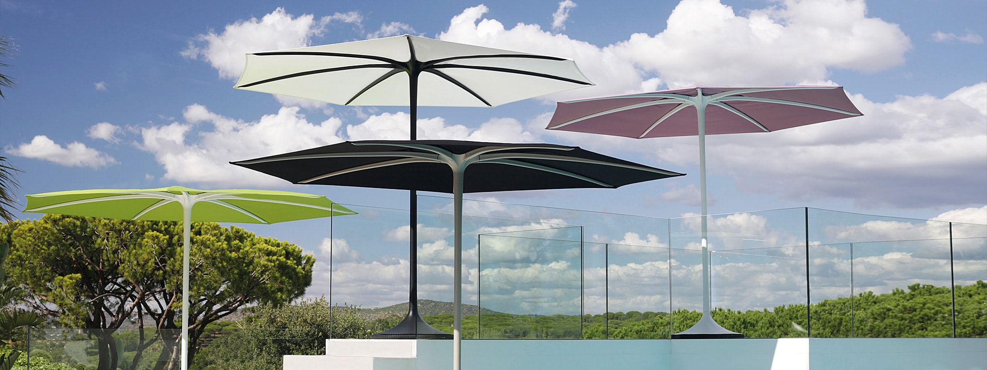 Image of different colors of Palma parasol by Royal Botania garden furniture