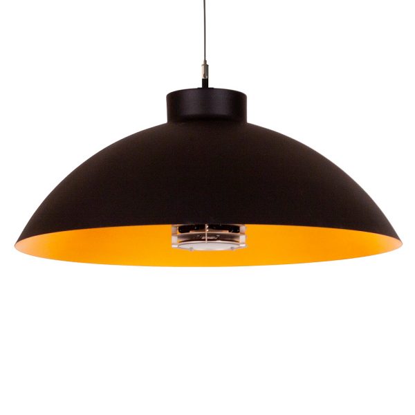 Studio image of black Hetsail Dome Pendant exterior ceiling heater
