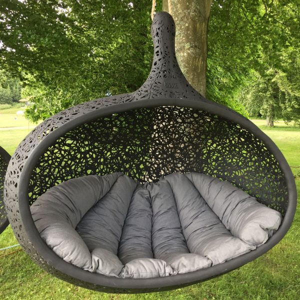 Image of Bios Hide twin swing seat & Charcoal Chine fabric cushion
