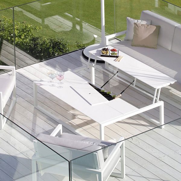 Image of white Ninix Lounge folding low table by Royal Botania