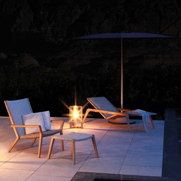 Nighttime image of Vita lounge chair by Royal Botania
