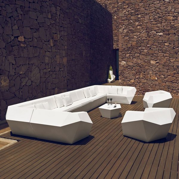 Image of Vondom Faz large modern garden corner sofa in white roto-molded polyethylene