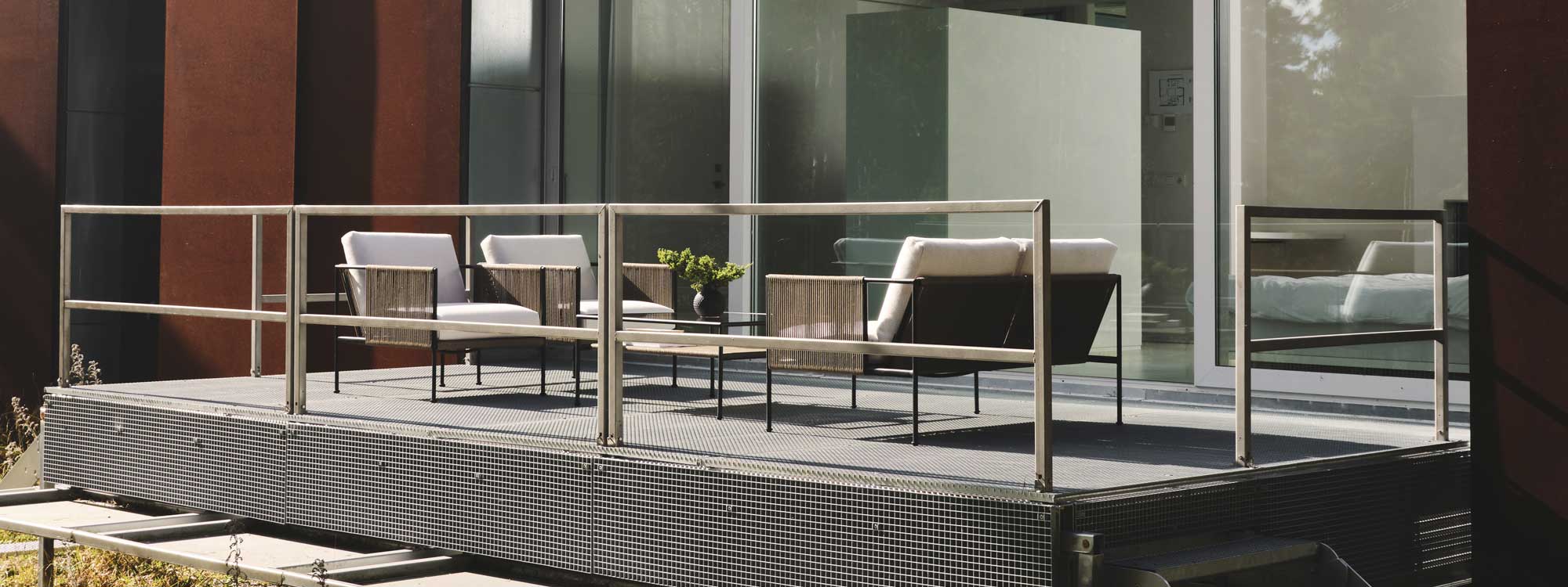 Image of Roshults Antibes outdoor lounge furniture on sunny terrace