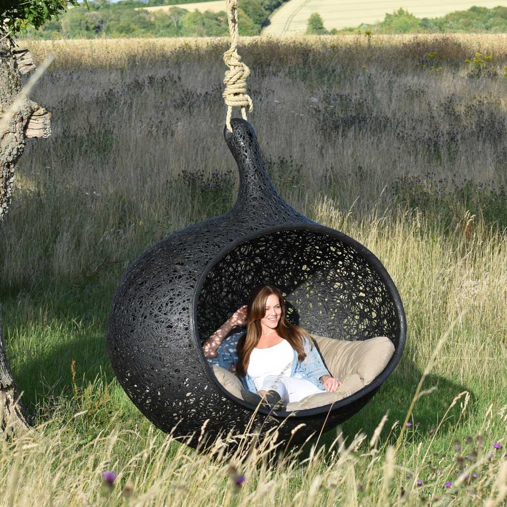 Bios HIDE Modern HANGING Garden Seat POD Is A LUXURY Garden Swing Seat & LARGE Garden Swing Seat & Make UNIQUE Gifts For The Garden.