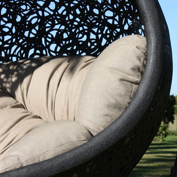 Image of detail of Sunbrella Natte Heather Grey fabric cushion