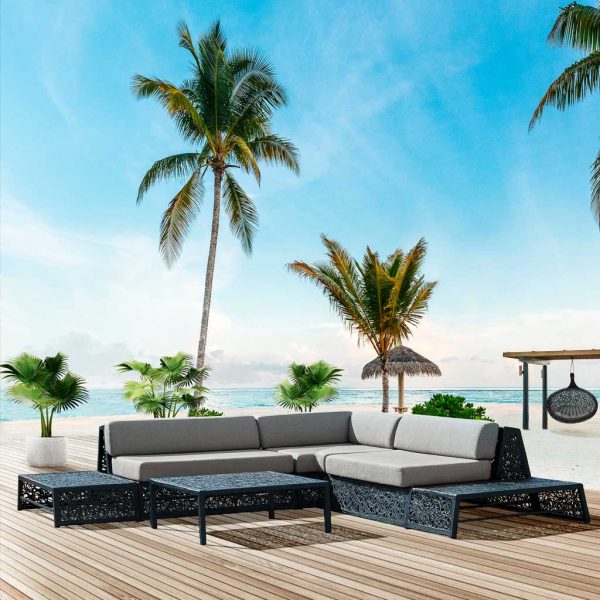 Bios Lounge modern garden furniture is made in all-weather basalt fibre by Unknown Furniture