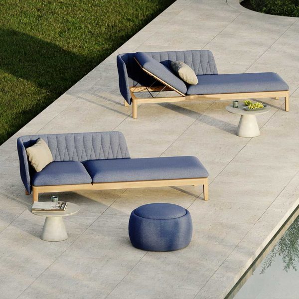 Calypso adjustable garden daybed is a modern outdoor chaise longue in quality garden furniture materials by Royal Botania exterior furniture