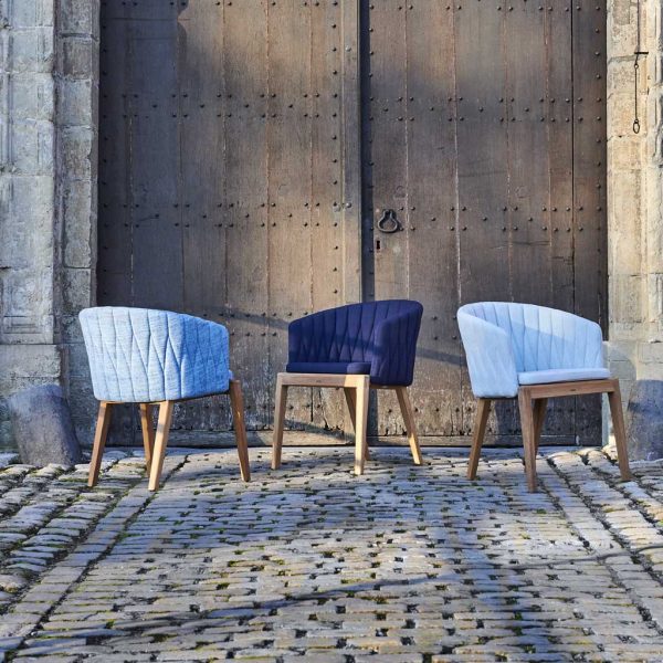 Calypso luxury garden chair is a modern teak carver chair in high quality outdoor furniture materials by Royal Britannia garden furniture
