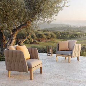 Pair of Calypso garden lounge chair is an outdoor relax chair in high quality garden furniture materials by Royal Botania luxury garden furniture