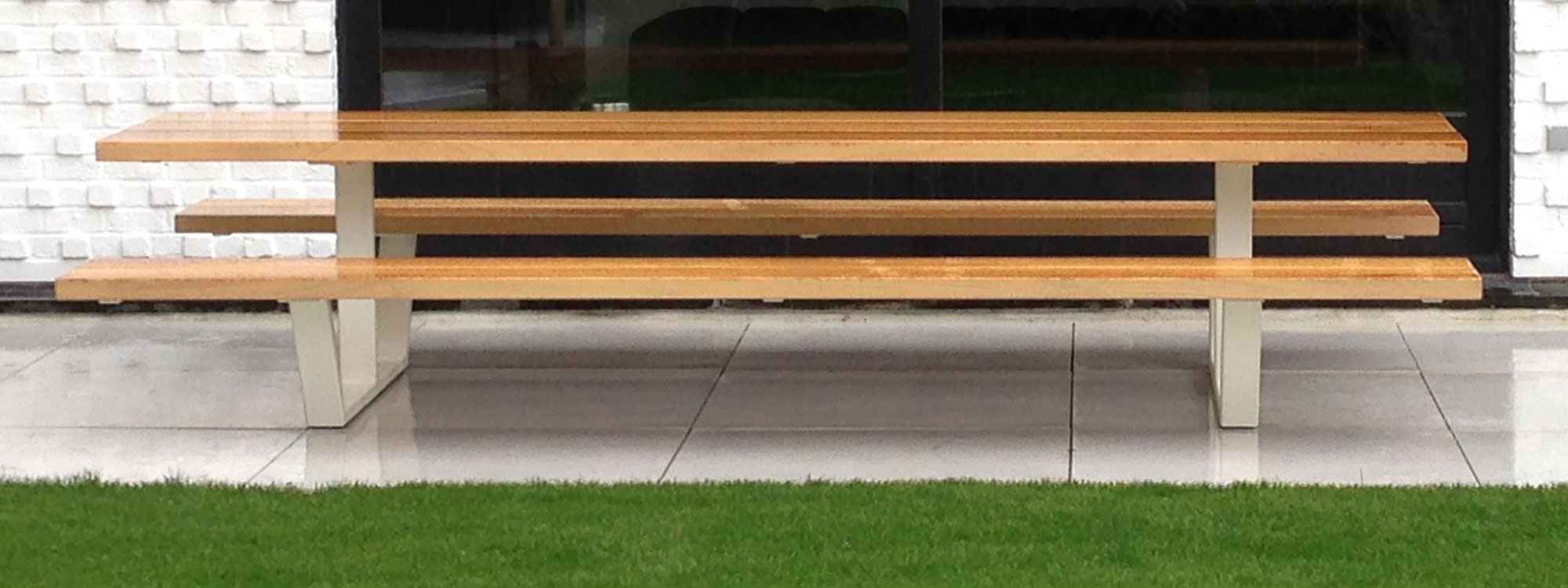 Image showing Linear Design Of Cassecroute MODERN Picnic Table & benches