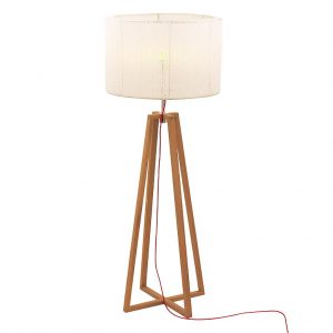 Studio image of Royal Botania Club contemporary outdoor standard lamp with teak frame and Polyolefin rope lampshade