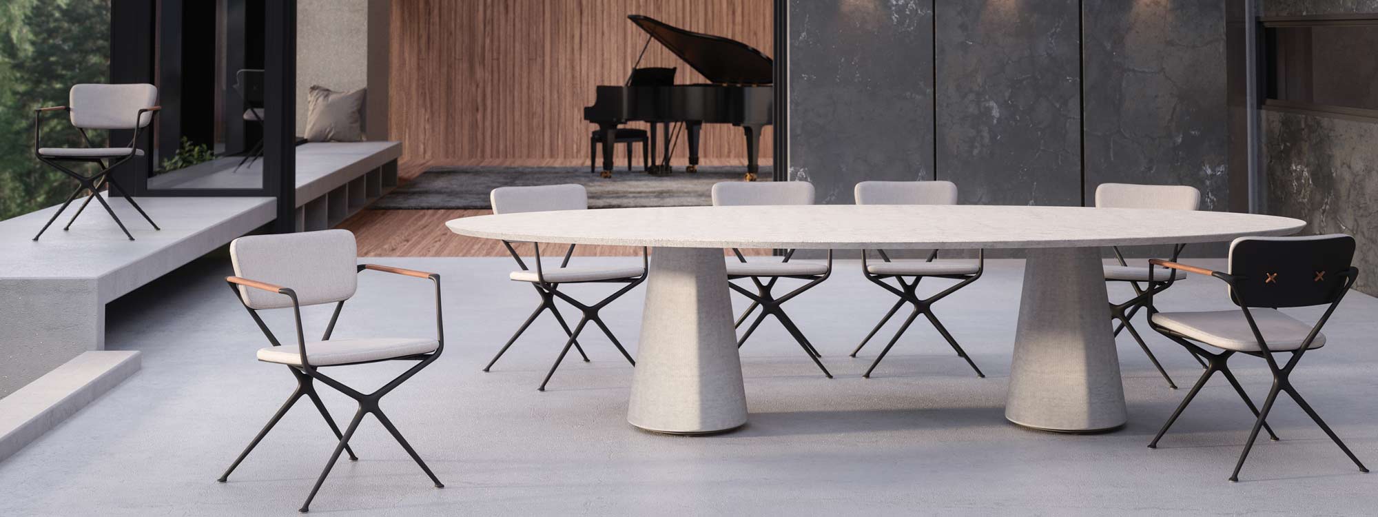Image of Exes anthracite chairs and Conix concrete garden table by Royal Botania