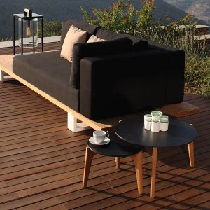 Image of Vigor Lounge day bed and Tea Time garden side table by Royal Botania