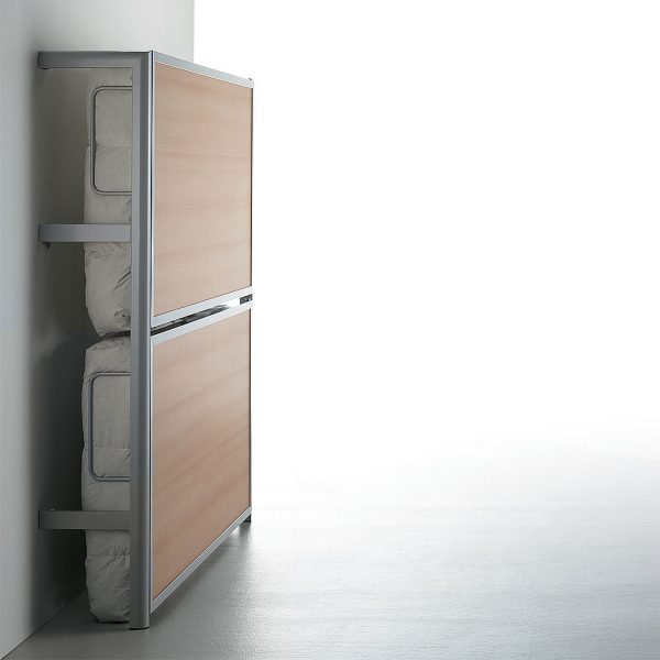 Studio image of closed La Literal folding bunk bed by Sellex