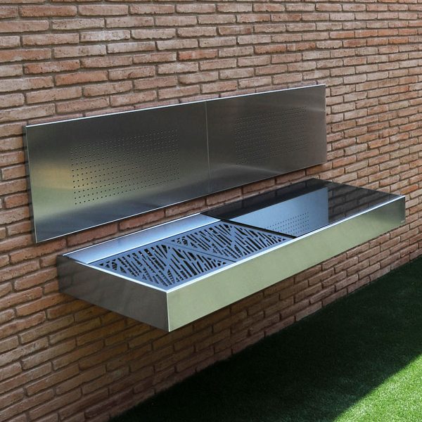 KRAKATOA Wall Mounted BBQ Is A Modern BBQ With Sink. Luxury Stainless Steel Barbecue Is Available As A Modern Solid Fuel BBQ Or A Functional Gas BBQ. Designed & Made By FESFOC, Catalunya.