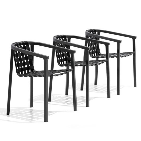 Row of Duct aluminium garden chairs