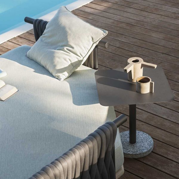 Detail of Eden outdoor daybed with Barnardo side table