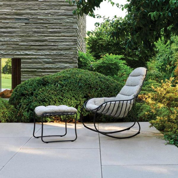 Folia garden rocking chair & foot stool on terrace