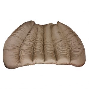 Studio image of Bios large swing seat cushion on Sunbrella Natte Heather Grey fabric