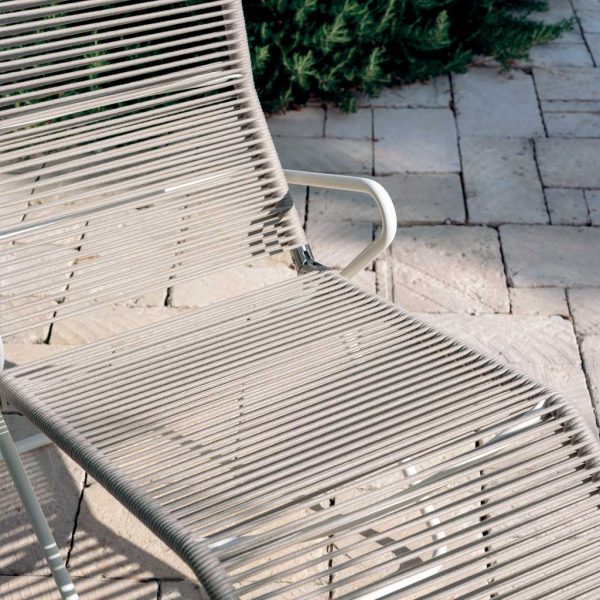 Harp outdoor recliner chair with Milk frame and Sand cords