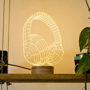 Bulbing HEADPHONES modern LED lamp - groovy decorative table light, cool contemporary LED table lamp, unique designer gift for teenagers