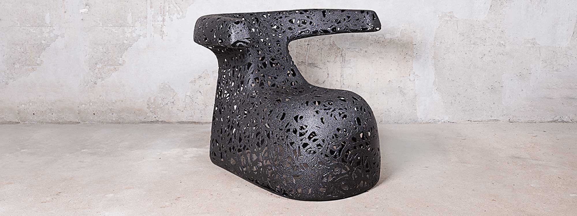Image from side of Hug basalt garden chair by Unknown Nordic outdoor furniture
