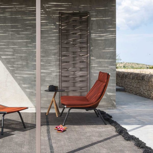 Image of orange Laze garden chair designed by Gordon Guillaumier for Roda garden furniture