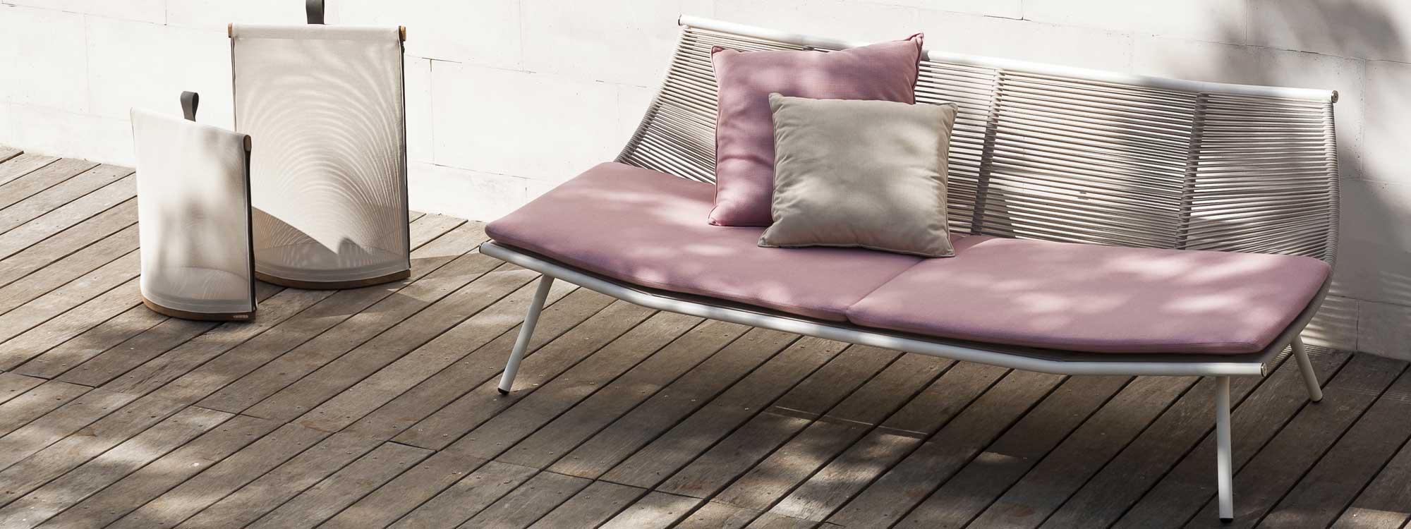 Laze designer outdoor sofa is a compact modern garden sofa in high quality garden furniture materials by Roda luxury Italian exterior furniture