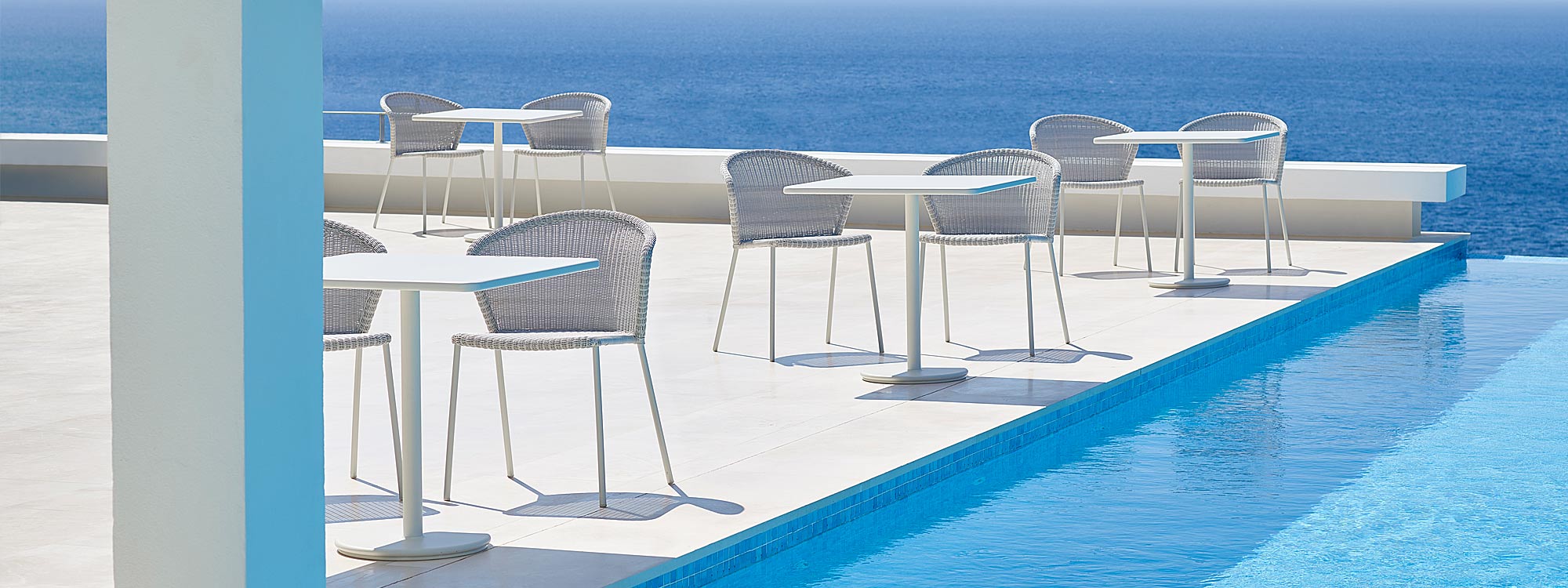 Lean rattan garden chair is a modern outdoor dining chair in high quality garden furniture materials by Caneline garden furniture company.